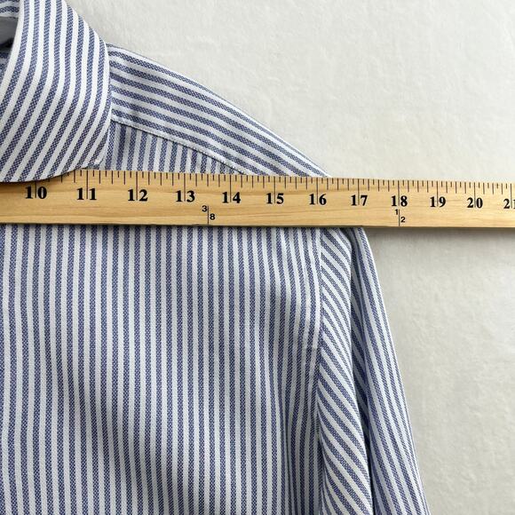 Suit Supply Egyptian Cotton Blue Pinstripe Slim Fit Button Up Shirt Men's 38/15 - Picture 7 of 13